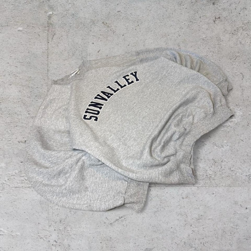 Mens vintage grey‎ varsity spellout Sun Valley Y2K heavyweight casual crewneck